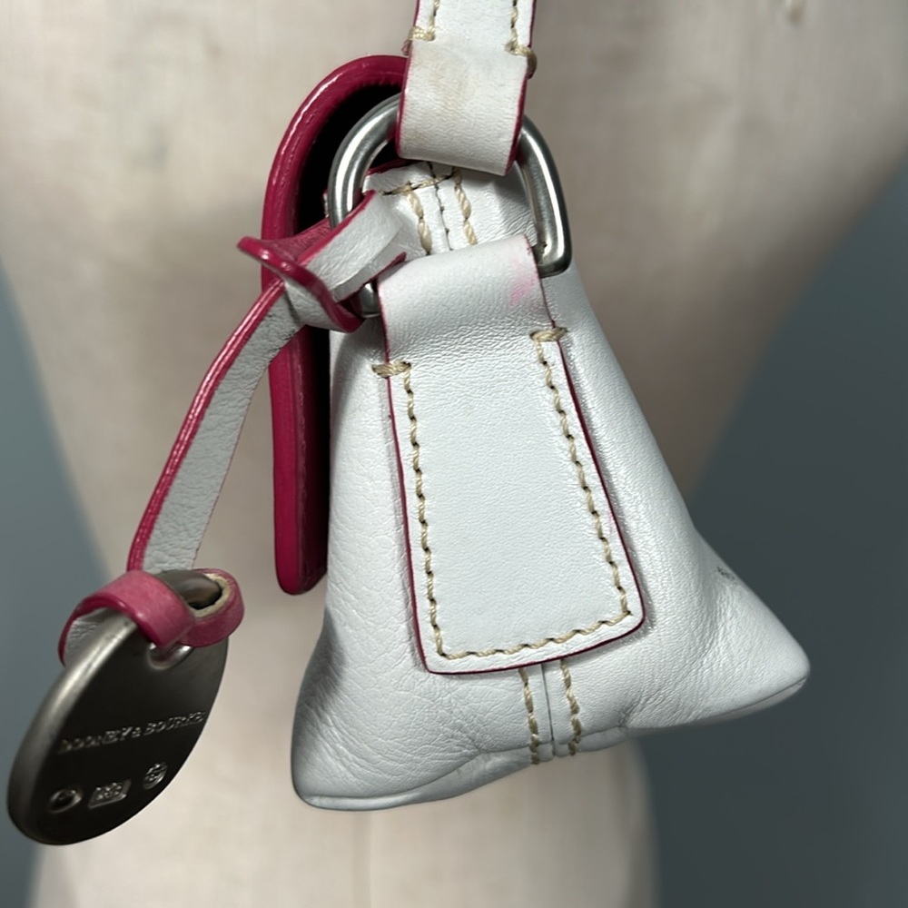 Dooney & Bourke Women's White Leather Heart Buckle Baguette Shoulder - Picture 8 of 16